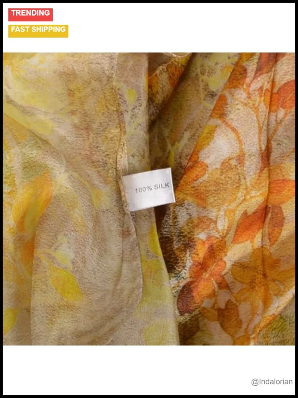 100% Mulberry Silk Oversized Scarf Shawl Wrap 69x43 Inch Floral Pattern